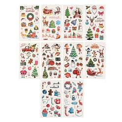 Mixed Color Cartoon Body Art Tattoos, Temporary Tattoos Paper Stickers, Christmas Theme, Mixed Color, 12x6.8x0.025cm, Stickers: 2~31x2~61mm, 10sheets/set