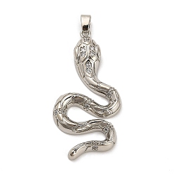Платина Латунные микро проложить кубического циркония подвески, змеиные чары, платина, 46.5x23.5x5 мм, отверстие : 5x2.5 мм