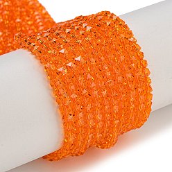 Темно-Оранжевый Стеклянные бусины с гальваническим покрытием , гальваническое покрытие, граненые, звезда, темно-оранжевый, 3x4x4 мм, отверстие : 1 мм, около 98 шт / нитка, 12.60'' (32 см)