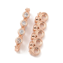 Розовое Золото Латунные прозрачные распорные планки из кубического циркония, долговечный, без свинца и без кадмия, розовое золото , 17x3x4.5 мм, отверстие : 1.4 мм