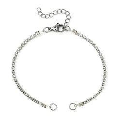 Platinum Iron Rhinestone Strass Chains Bracelet Makings, with 304 Stainless Steel Open Jump Rings, Platinum, 7 inch(17.7cm)