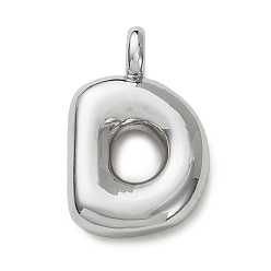 Letter D Латунные подвески, долговечный, стойки покрытие, без кадмия и без свинца, платина, Буква D, 15x9.5x4.5 мм, отверстие : 2.5 мм