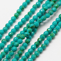 Howlite Imported Synthetic Howlite Beads Strands, Faceted Round, Dyed, 2mm, Hole: 0.8mm, about 184pcs/strand, 14.5''(36.83cm)