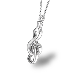 Stainless Steel Color Musical Note Shape Stainless Steel Pendant Necklaces, Urn Ashes Necklaces, Stainless Steel Color, no size