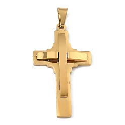 Золотой 304 подвески из нержавеющей стали, крест прелести, с 201 держателями для ледоруба из нержавеющей стали, ионное покрытие (ip), долговечный, золотые, 49x28.5x5.5 мм, отверстие : 8x5.5 мм