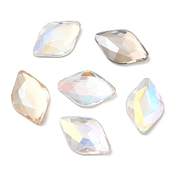 Mixed Color K5 Glass Rhinestone Cabochons, Flat Back & Back Plated, Faceted, Rhombus, Mixed Color, 18x11.5x3.5mm