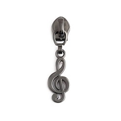 Gunmetal Zinc Alloy Zipper Head with Musical Note Charms, Zipper Pull Replacement, Zipper Sliders for Purses Luggage Bags Suitcases, Gunmetal, 4~6cm