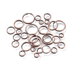 Red Copper Iron Split Rings, Double Loops Jump Rings, Red Copper, 4~10x1.4mm, Inner Diameter: 3.3~8.6mm, about 5316pcs/500g