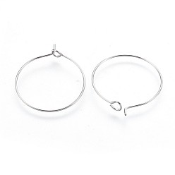 Stainless Steel Color 316 Surgical Stainless Steel Hoop Earring Findings, Wine Glass Charms Findings, Stainless Steel Color, 20 Gauge, 37~38x34.5~34.9x0.8mm
