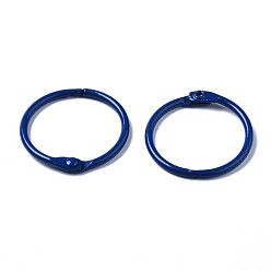 Blue Spray Painted Iron Split Key Rings, Ring, Blue, 30x4mm