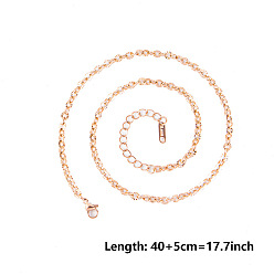 Розовое Золото 304 бусы из нержавеющей стали текстурированные кабельные цепочки, розовое золото , 15.75 дюйм (40 см)