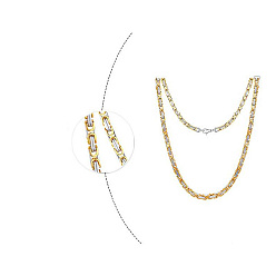 Golden Titanium Steel Byzantine Chain Necklaces for Men, Golden, 23-5/8 inch(60cm)