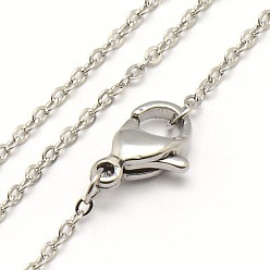 Stainless Steel Color Trendy Unisex 304 Stainless Steel Cable Chain Necklaces, with Lobster Clasps, Stainless Steel Color, 17.7 inch(44.9cm), 4x3x0.5mm