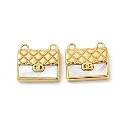 Real 14K Gold Plated 304 Stainless Steel Charms, with Shell, Bag Charm, Real 14K Gold Plated, 12x13x3mm, Hole: 1.4mm