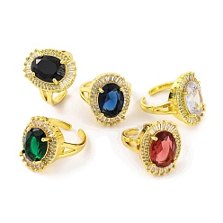 (52) Непрозрачная лаванда Открытое кольцо-манжета овальной формы с фианитами и стеклом, Кольца-солитеры из латуни для женщин, без кадмия, без никеля и без свинца, реальный 18 k позолоченный, разноцветные, 16 мм, регулируемый