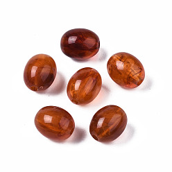 Шоколадный Акриловые бусины, Стиль имитация драгоценных камней, баррель, цвет шоколада, 13x10 мм, отверстие : 2 мм