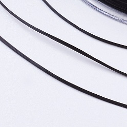 Noir Chaîne de cristal élastique plat, fil de perles élastique, pour la fabrication de bracelets élastiques, noir, 1x0.5mm, environ 87.48 yards (80m)/rouleau