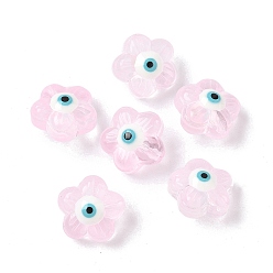 Pink Прозрачные стеклянные эмалевые бусины, цветок с сглаза, розовые, 12.5~13x3 мм, отверстие : 1 мм