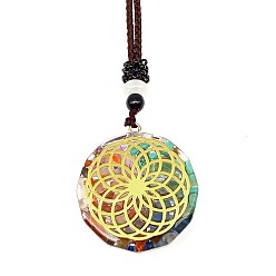 Flower Resin & Natural & Synthetic Mixed Gemstone Pendant Necklaces, Flower, 25.59 inch(65cm)