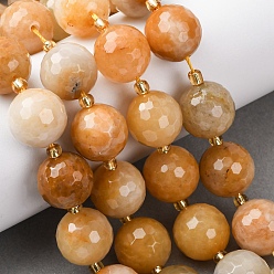 Топаз Нефрит Природный Топаз нефрита бисер нитей, граненые, круглые, с бисером, 15~16 мм, отверстие : 1.4~1.6 мм, около 21 шт / нитка, 15.35~15.94 дюйм (39~40.5 см)