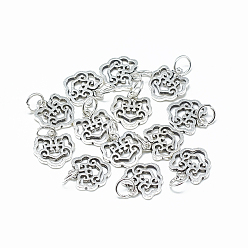 Antique Silver Thailand 925 Sterling Silver Charms, with Jump Ring, Longevity Lock, Antique Silver, 12x12x1.5mm, Hole: 4mm