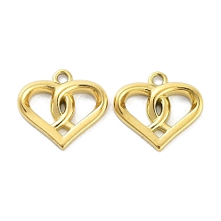 Real 18K Gold Plated Ion Plating(IP) 316L Surgical Stainless Steel Pendants, Heart Charm, Real 18K Gold Plated, 15x16x2.5mm, Hole: 1.7mm