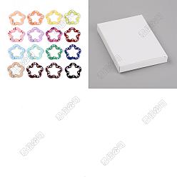 Mixed Color 20Pcs Spray Painted Alloy Spring Gate Rings, Flower, Mixed Color, 27x27x4.5~5mm
