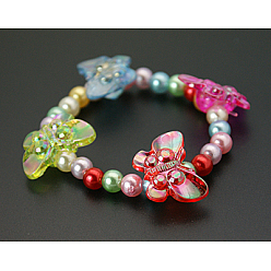 Farbig Kinder Armbänder, mit Imitationsperle Acrylperlen und transparente Acryl-Perlen, Farbig, 45 mm