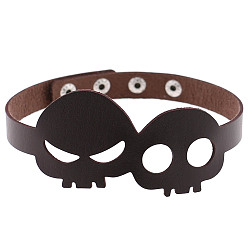 Dark brown Bold Skull Necklace for Halloween Costume - Statement Choker Collar Chain Jewelry