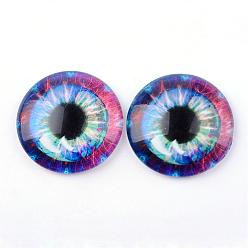 Dark Orchid Glass Cabochons for DIY Projects, Half Round/Dome with Dragon Eye Pattern, Dark Orchid, 12x4mm