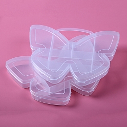 Clear 9 Grids Butterfly Shape Plastic Organizer Boxes, Storage Container for Beads Jewelry Nail Art Small Items, Clear, 20x7x2.6cm