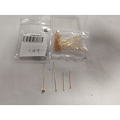 Настоящее золото 18K 40шт. 4 стили латунных булавок с головкой в виде звезды, без никеля , реальный 18 k позолоченный, 30~51 мм, 10 шт / стиль