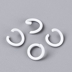 Blanc Anneaux ouverts en fer peint à la bombe, blanc, Jauge 18, 8.5x1mm, diamètre intérieur: 5.5 mm, environ5050 pcs / 1000 g