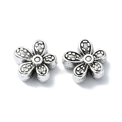 Antique Silver Tibetan Style Alloy Beads, Flower, Antique Silver, 12x13x5.5mm, Hole: 1.5mm, about 201pcs/500g