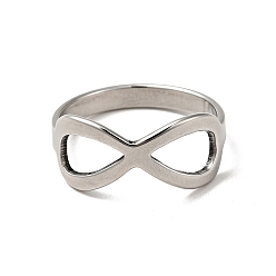 Stainless Steel Color 201 Stainless Steel Infinity Finger Ring for Women, Stainless Steel Color, US Size 6(16.5mm)