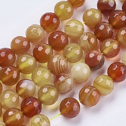 Peru Natural Striped Agate/Banded Agate Beads Strands, Round, Faceted, Dyed, Peru, 6mm, Hole: 1mm, about 62pcs/strand, 14.5 inch(37cm)