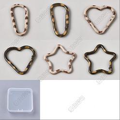 Couleur Mélangete 12 pcs 6 styles anneaux de porte à ressort en alliage, couleur mixte, 41.5~56x29.5~45x4mm, 2 pcs / style