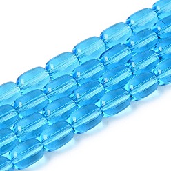 Темно-Голубой Прозрачные стеклянные бусины, баррель, глубокое синее небо, 9x6 мм, отверстие : 0.7~1 мм, около 42~44 шт / нитка, 14.57~15.75'' (37~40 см)