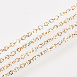 Light Gold Iron Cable Chains, Soldered, with Spool, Flat Oval, Light Gold, 2x1.5x0.3mm, about 100yard/roll