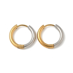 Ring 304 двухцветные серьги-кольца из нержавеющей стали, ионное покрытие (ip), реальный 18 k позолоченный и цвет нержавеющей стали, кольцо, 17x2.5 мм