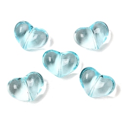 Голубой Прозрачные стеклянные бусины, окрашенная и подогревом, сердце, голубой, 15.5x21x11.5 мм, отверстие : 1.5 мм