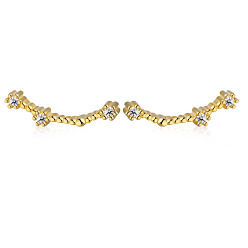 Pisces Cubic Zirconia Constellation Stud Earrings, Golden 925 Sterling Silver Earrings, Pisces, 11.5x4mm