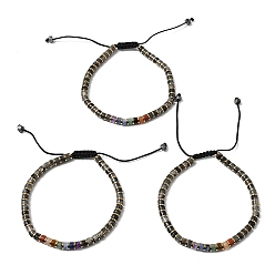 Лабрадорита Регулируемые браслеты из натурального лабрадорита и немагнитного гематита, подходящие как для мужчин, так и для женщин., внутренний диаметр: 2.09~3.19 дюйм (5.3~8.1 см)