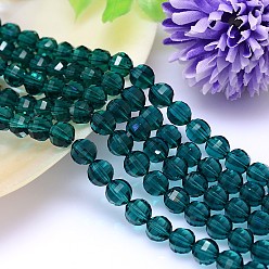 Teal Faceted Round Imitation Austrian Crystal Bead Strands, Grade AAA, Teal, 8mm, Hole: 0.9~1mm, about 50pcs/strand, 15.7 inch