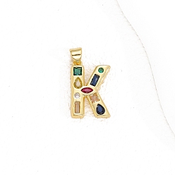 Letter K Латунные микро проложить кубического циркония подвески, письмо амулеты, Письмо K, 24x15 мм