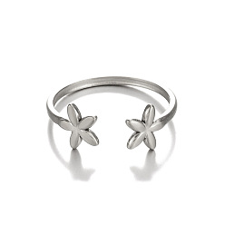 Нержавеющая Сталь Цвет 304 открытые манжеты из нержавеющей стали, украшения для женщин, цветок, цвет нержавеющей стали, размер США 8 (18.1 мм)