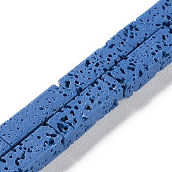 Королевский синий Нити синтетических бусин, окрашенных в лавовый камень, прямоугольные, королевский синий, 13~14x4x4 мм, отверстие : 1 мм, около 29 шт / нитка, 15.24'' (38.7 см)