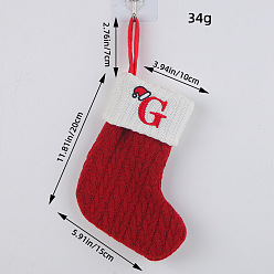 FF1-7/G Classic Red Letter Christmas Stocking Knit Decoration Festive Holiday Ornament