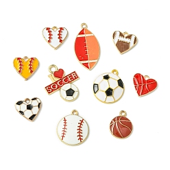 (52) Непрозрачная лаванда 10шт 10 стили спортивный стиль шары сплав эмаль подвески, золотой свет, разнообразные, разноцветные, 15~30x13.5~21x1.5~4 мм, отверстие : 1.5~2.5 мм, 1 шт / стиль