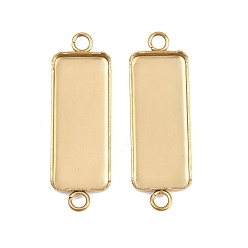 Золотой Ионное покрытие (ip) 304 настройки кабошона из нержавеющей стали, чашки безель с краями, прямоугольные, золотые, лоток : 25x10 мм, 34x11x2 мм, отверстие : 2 мм